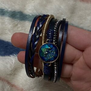 NWOT! Blue and Gold Multi-Layer Bracelet